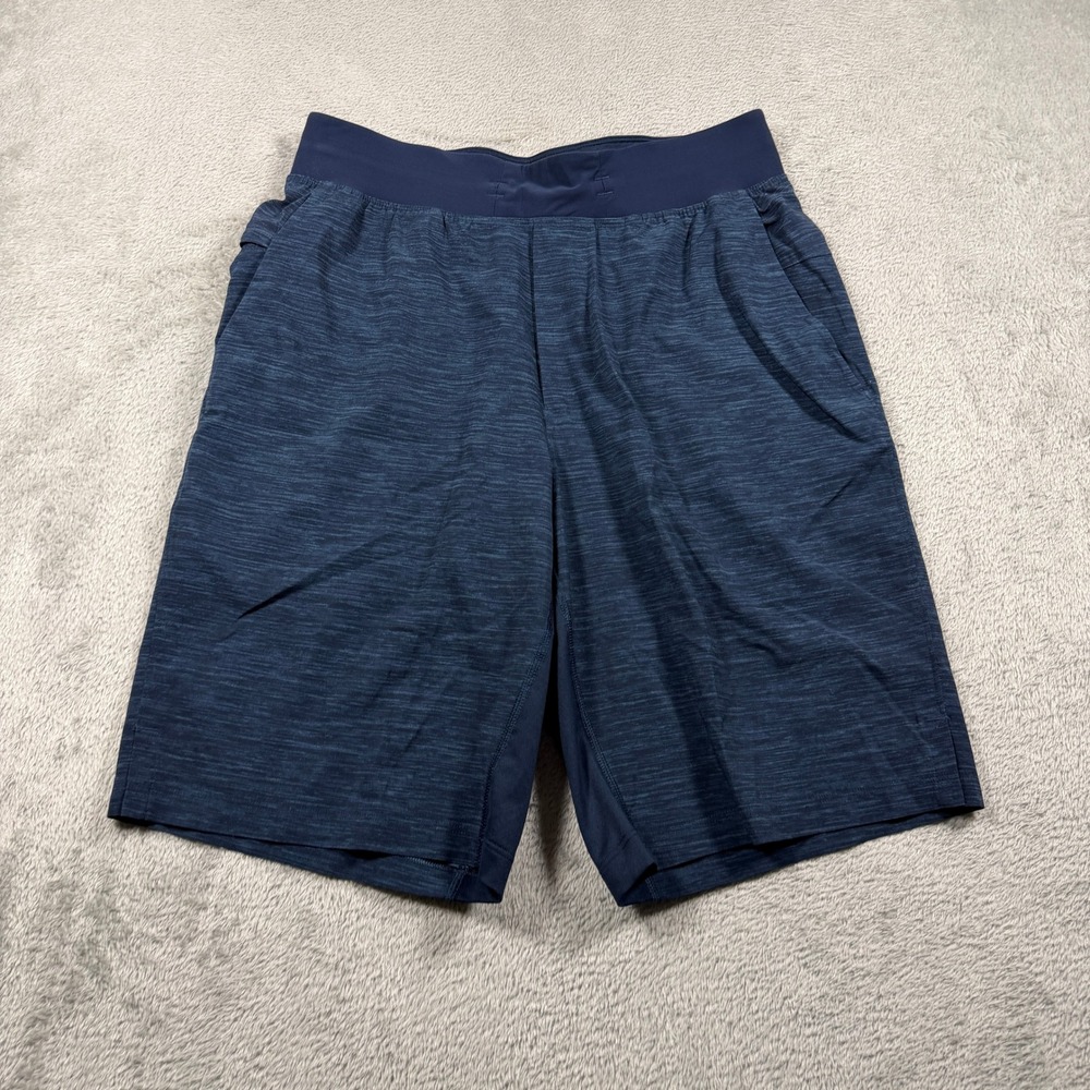 Lululemon T.H.E. Short 9" Linerless Mens Small Heather Allover Iron Blue Gym